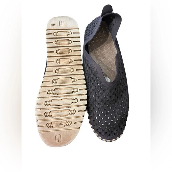 Ilse Jacobsen Women's Tulip Flat Slip On Shoe Navy Blue Perf Leather - Picture 6 of 7